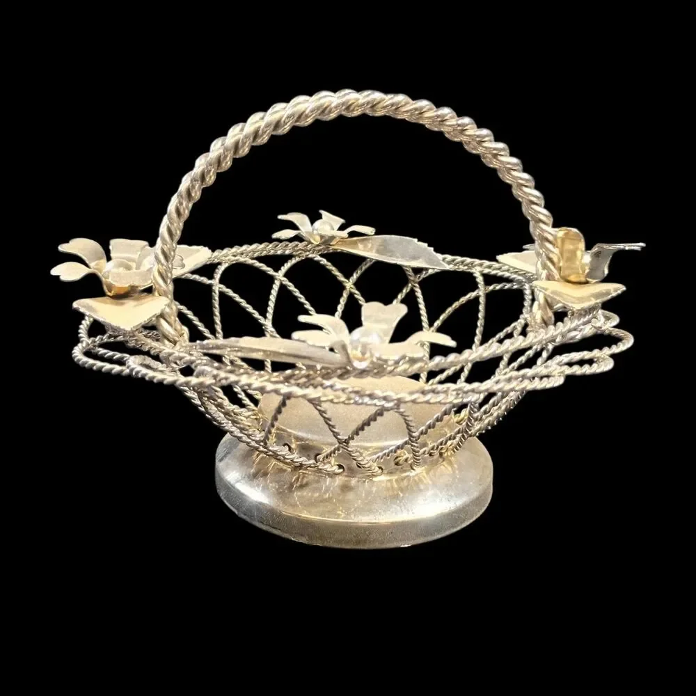 Vintage Silverplated Wire Basket by Studio Silversmiths, Floral Theme